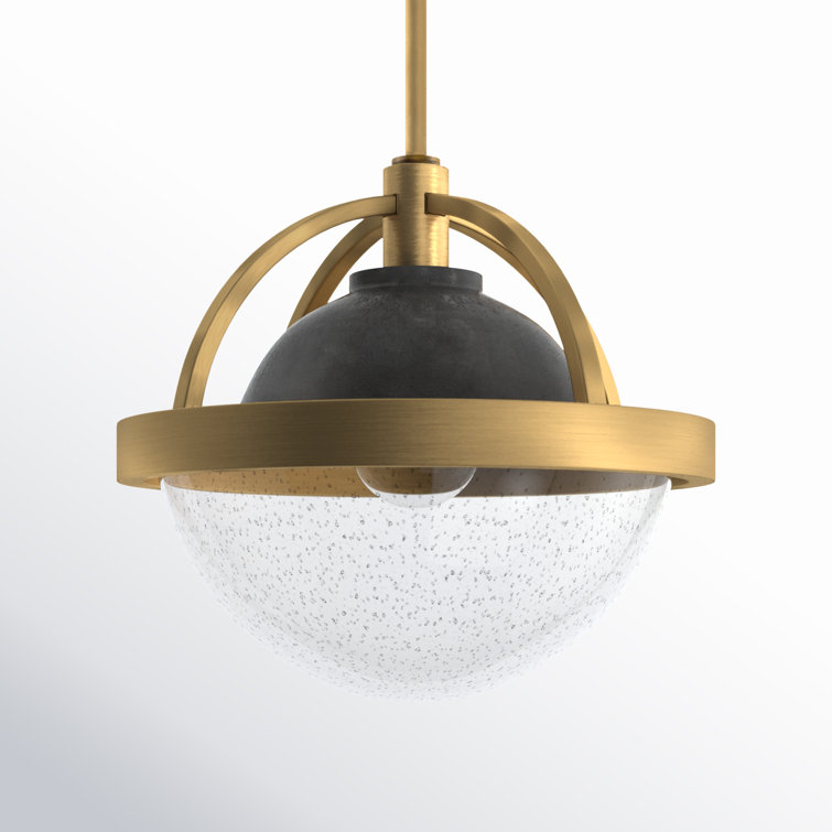 Heritage Brass & Slate Bronze Clear Seedy Glass Globe Pendant
