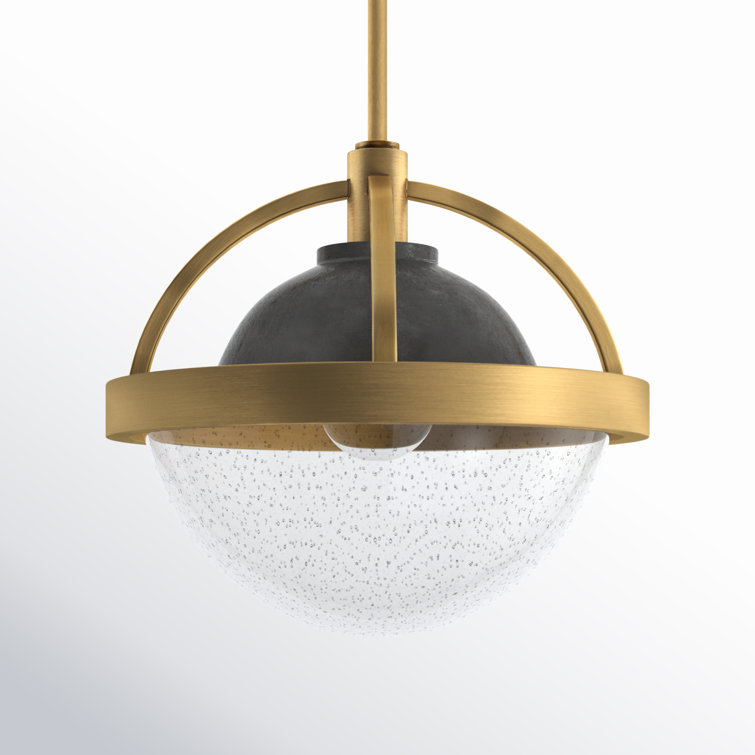 Heritage Brass & Slate Bronze Clear Seedy Glass Globe Pendant
