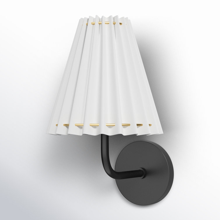 Demi Soft Black Pleated LED Wall Sconce with Metal Ring Accent