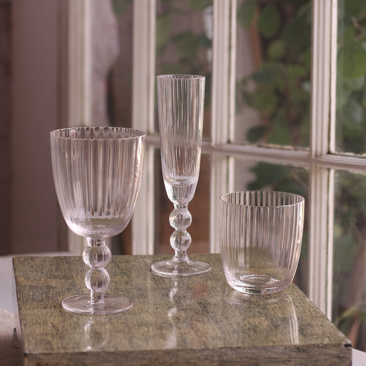 Clear Ribbed Stemless Glassware Set of 4, 12oz