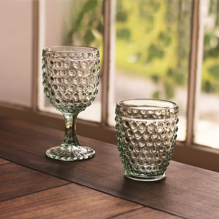 Moss Green Textured Glass 8oz Drinking Glass Set
