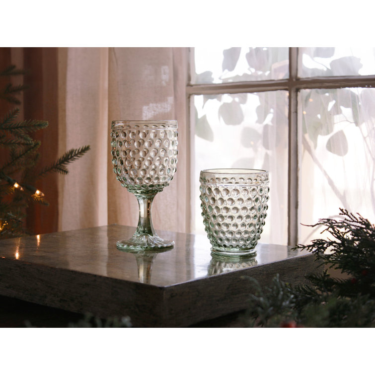 Moss Green Textured Glass 8oz Drinking Glass Set