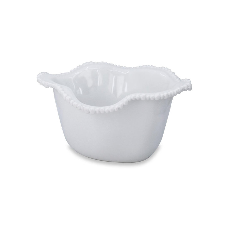 Vida Alegria White Melamine Ice Bucket with Pearl Border