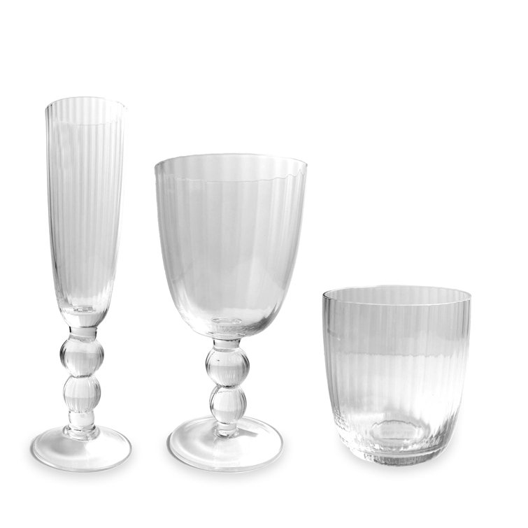 Clear Ribbed Stemless Glassware Set of 4, 12oz