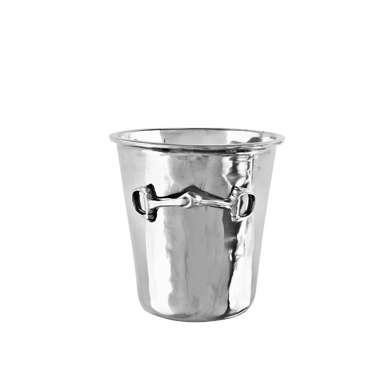 Medium Silver Aluminum Equestrian Ice Bucket with Handles