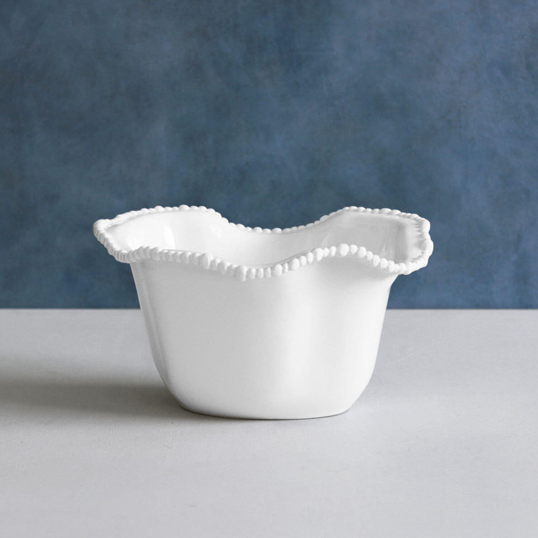 Vida Alegria White Melamine Ice Bucket with Pearl Border