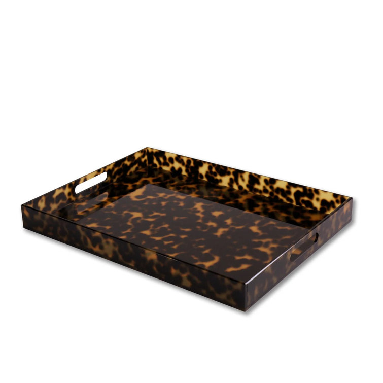 Vida Tortoise Acrylic Decorative Tray with Handles