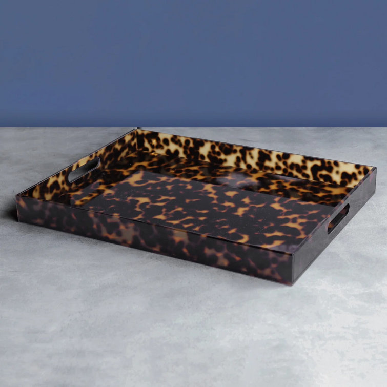 Vida Tortoise Acrylic Decorative Tray with Handles