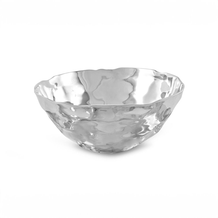 Large Silver Aluminum Novelty Serving Bowl