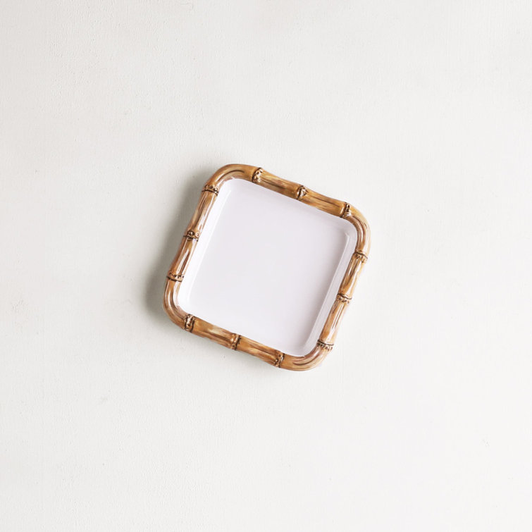 White and Natural Bamboo Style Melamine Napkin Holder