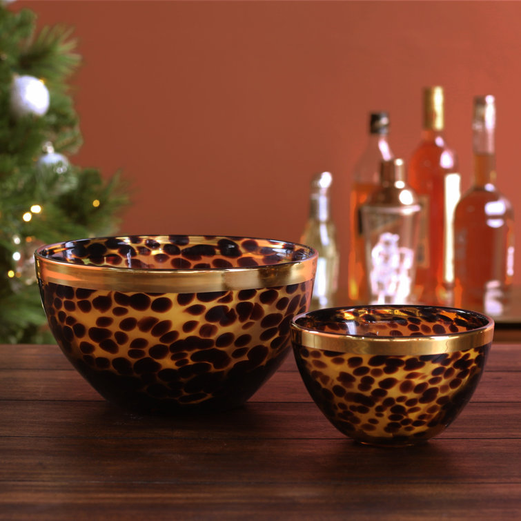 Large Amber and Gold Glass Tortoise Bowl