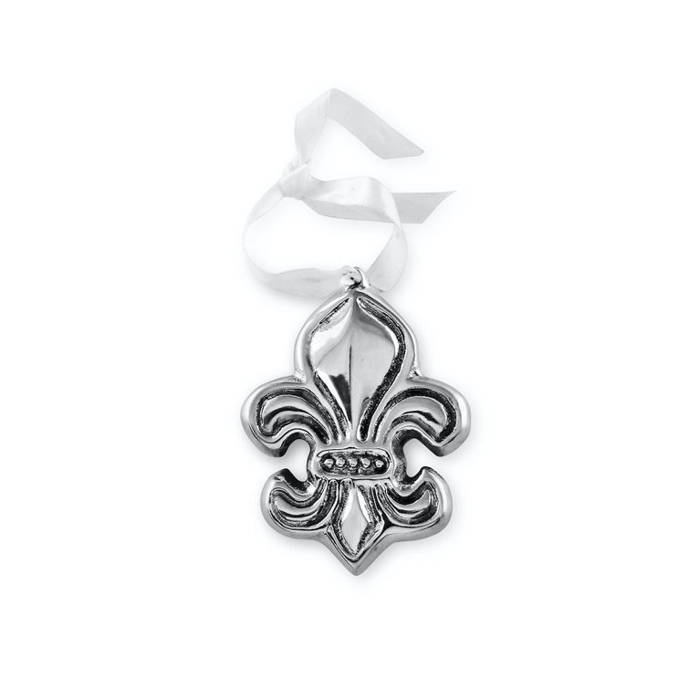 Silver Fleur De Lis Hanging Metal Ornament