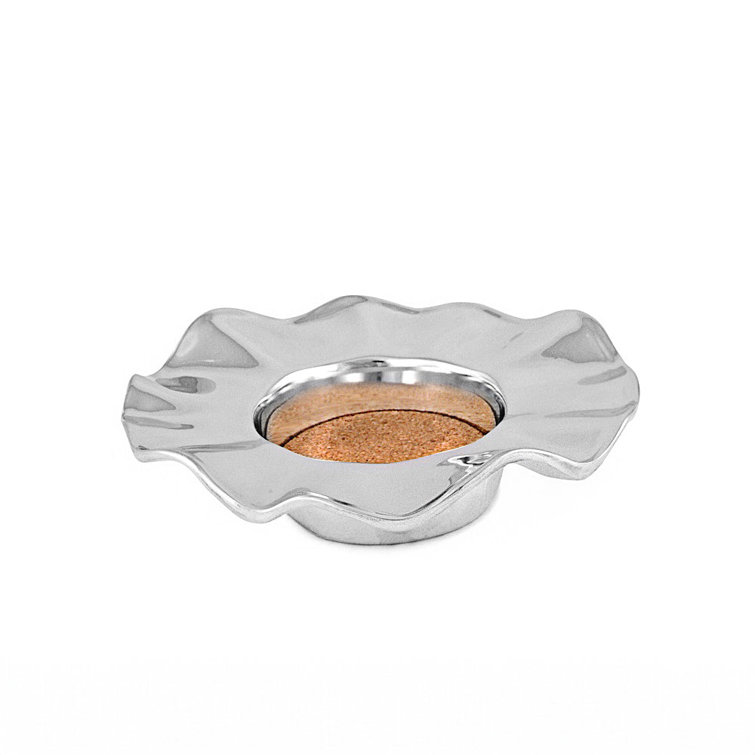 Vento Silver Aluminum Alloy Wine Coaster with Cork Lining