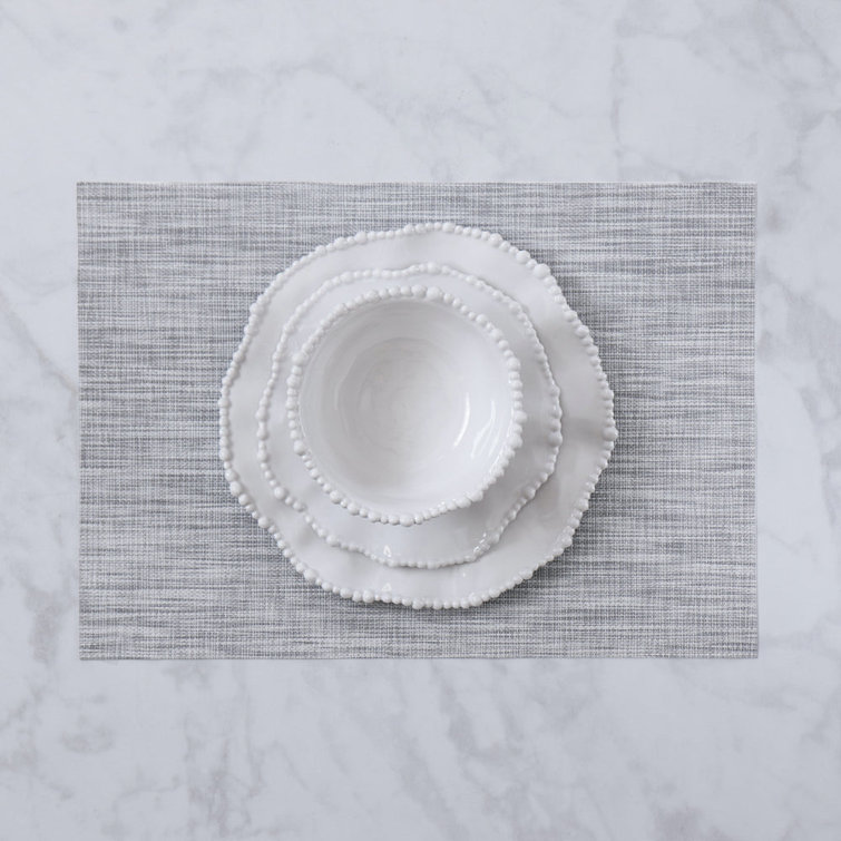 Grey Woven Vinyl Rectangular Placemat Set of 4