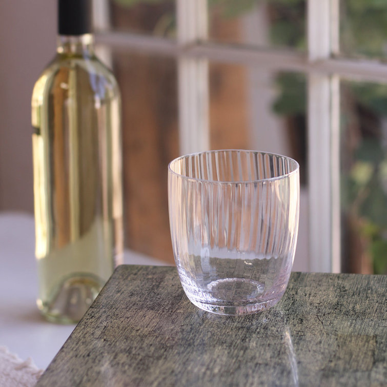 Clear Ribbed Stemless Glassware Set of 4, 12oz