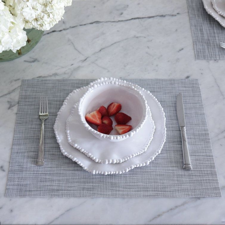 Grey Woven Vinyl Rectangular Placemat Set of 4