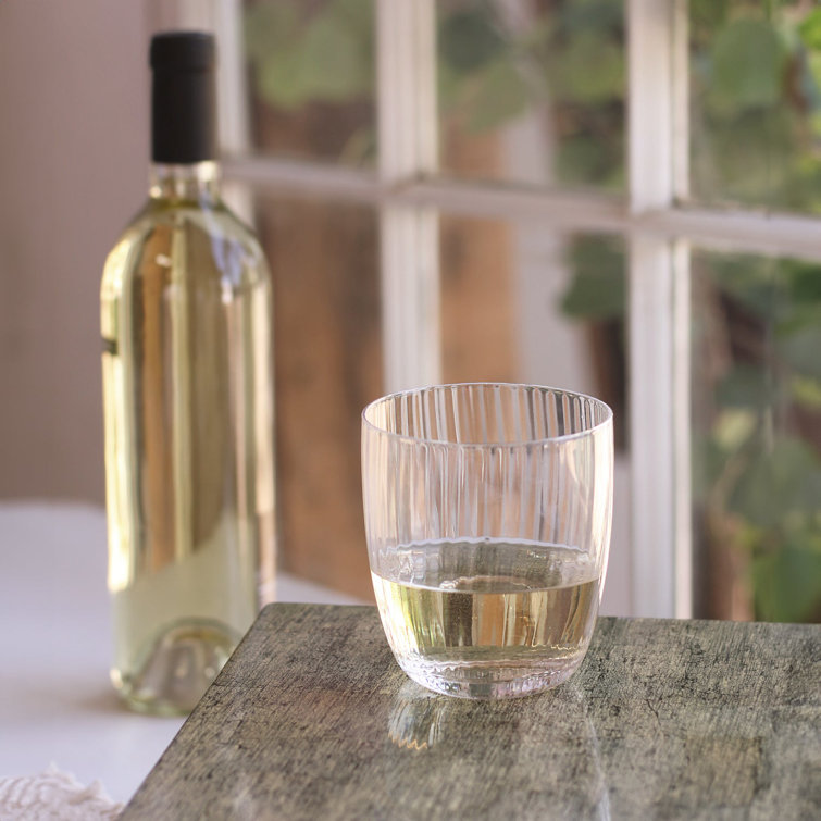 Clear Ribbed Stemless Glassware Set of 4, 12oz