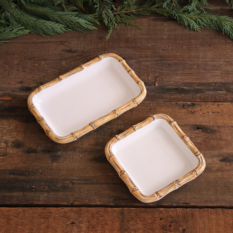 White and Natural Bamboo Style Melamine Napkin Holder