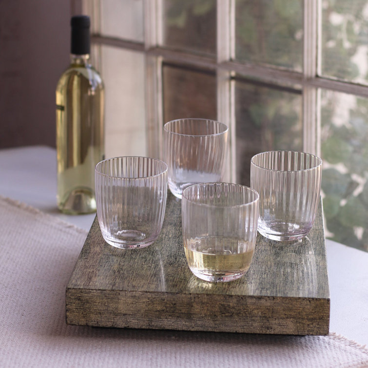 Clear Ribbed Stemless Glassware Set of 4, 12oz