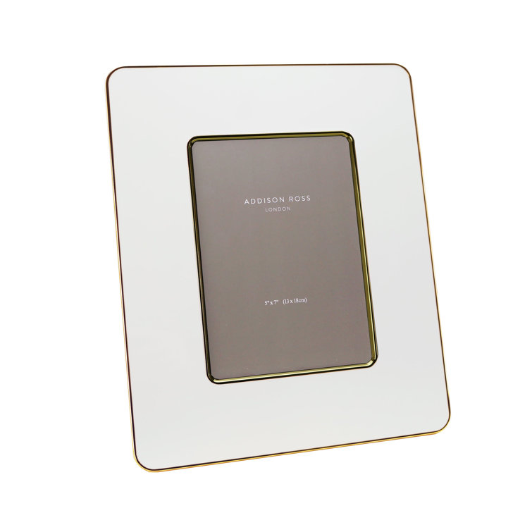 White and Gold Enamel 5x7 Photo Frame