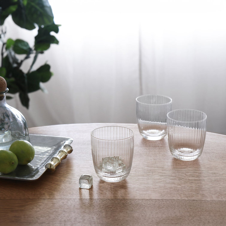 Clear Ribbed Stemless Glassware Set of 4, 12oz