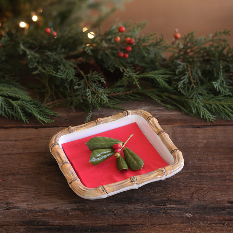White and Natural Bamboo Style Melamine Napkin Holder