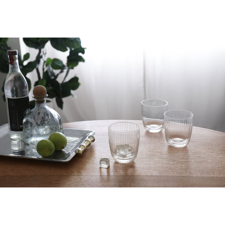 Clear Ribbed Stemless Glassware Set of 4, 12oz