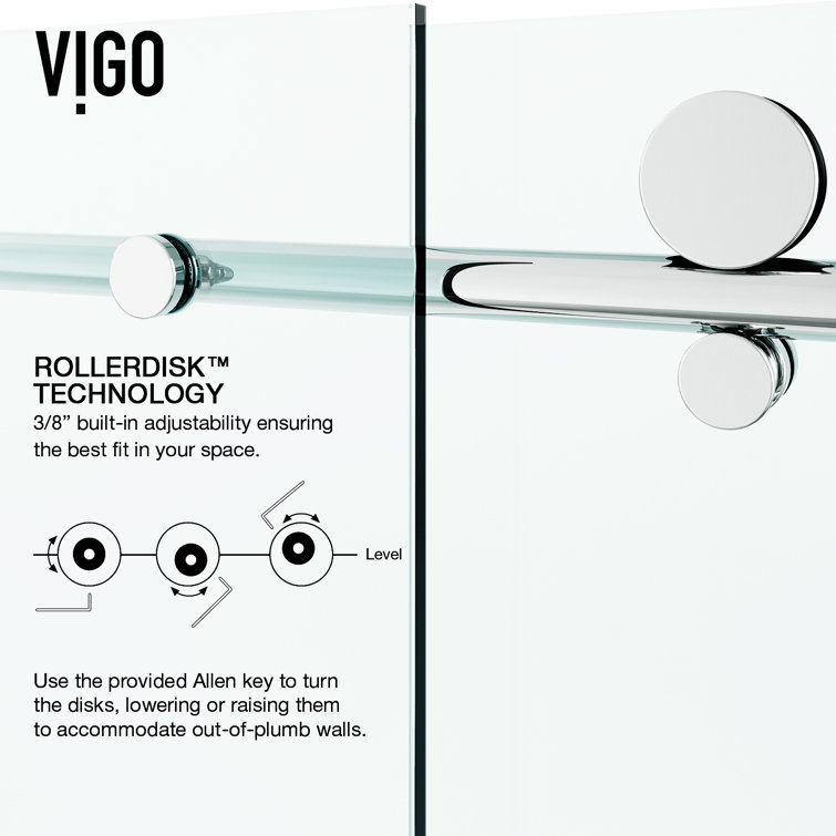 Elan E-Class Frameless Chrome Sliding Shower Door with Clear Glass