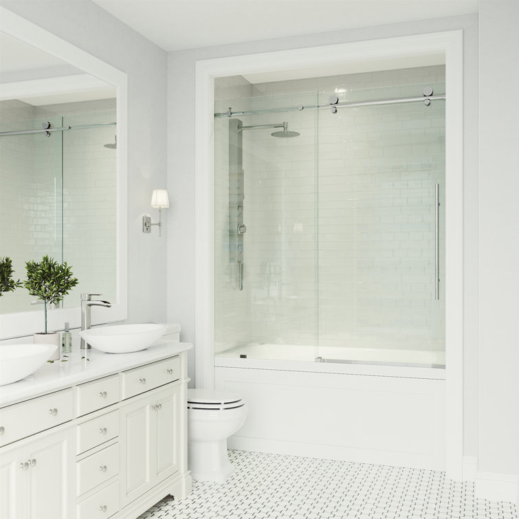 Elan E-Class Chrome Frameless Sliding Tub Door with Clear Glass