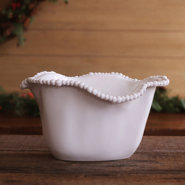 Vida Alegria White Melamine Ice Bucket with Pearl Border