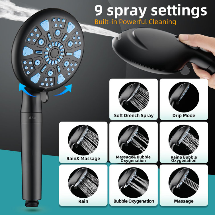Black Stainless Steel Dual Shower Heads with Handheld Spray Combo