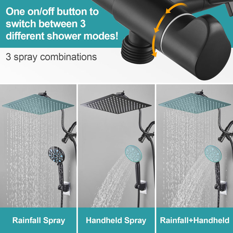 Black Stainless Steel Dual Shower Heads with Handheld Spray Combo