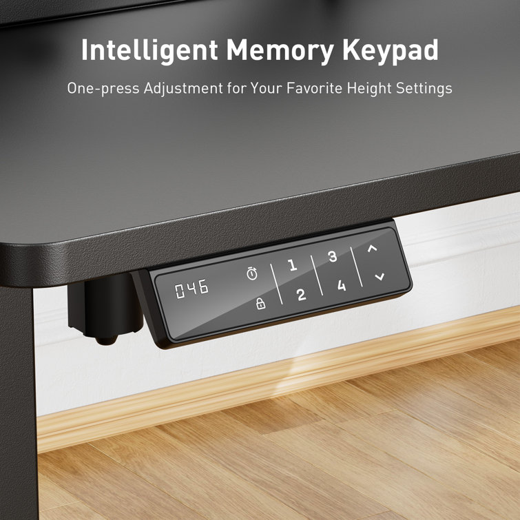 Black Adjustable Height L-Shaped Standing Desk with Drawers and Power Outlet