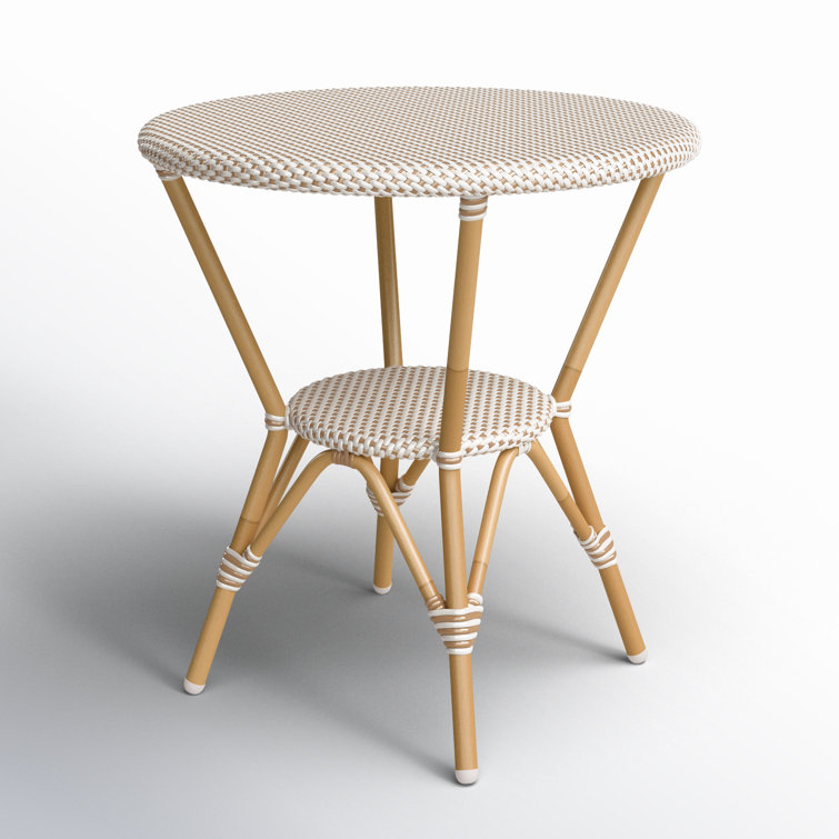 Tobias Beige and White Outdoor Rattan Bistro Table