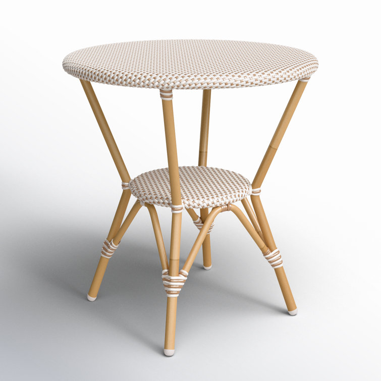 Tobias Beige and White Outdoor Rattan Bistro Table
