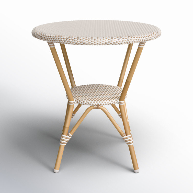 Tobias Beige and White Outdoor Rattan Bistro Table