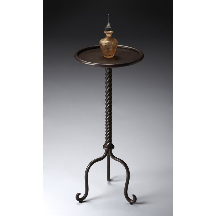 Alma Round Metal Pedestal Side Table in Metalworks Finish