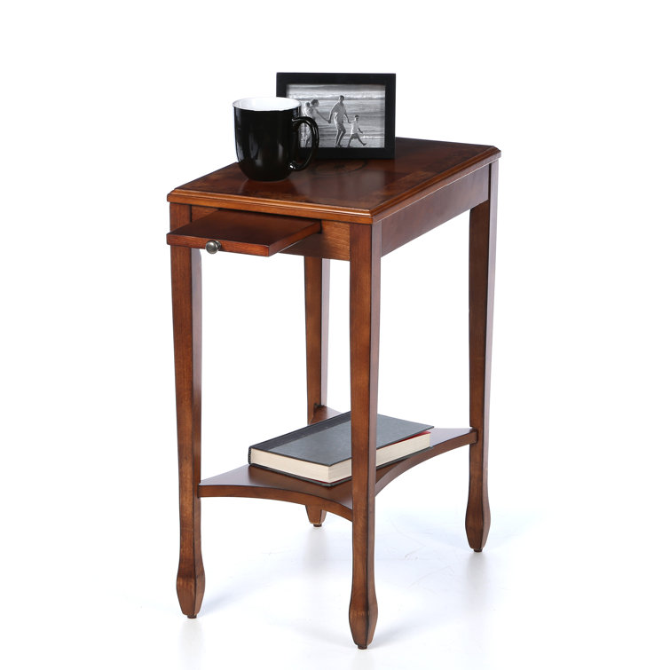 Olive Ash Burl Wood Side Table with Storage