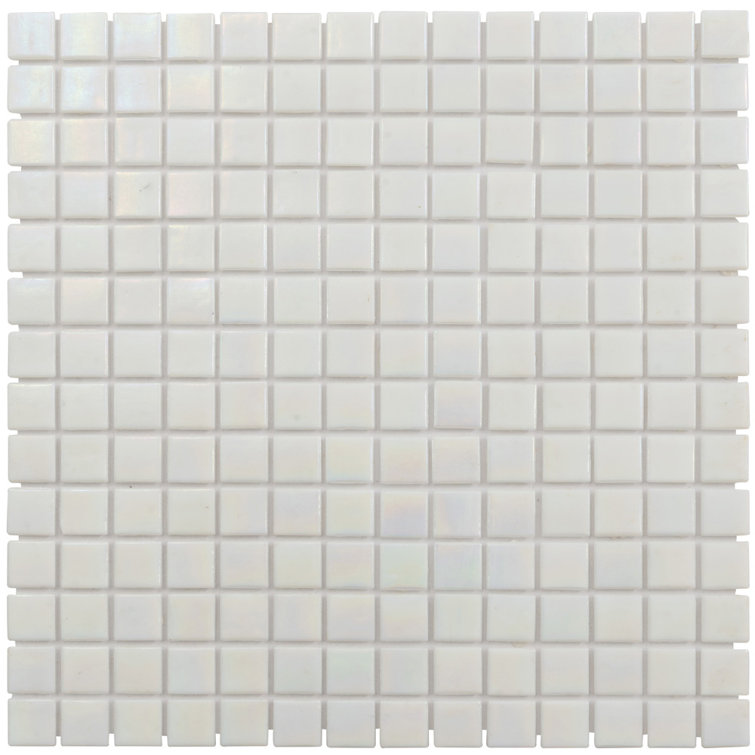 Nacreous 12" x 12" Iridescent White Glass Mosaic Tile