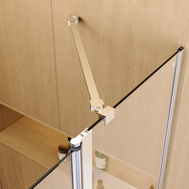 43" W x 58" H Frameless Chrome Folding Shower Doors with Tempered Glass