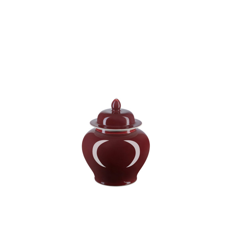 Imperial Red Porcelain Temple Jar, 11.75"