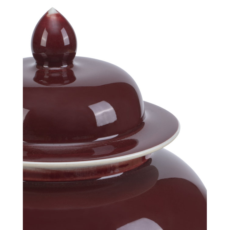 Imperial Red Porcelain Temple Jar, 11.75"