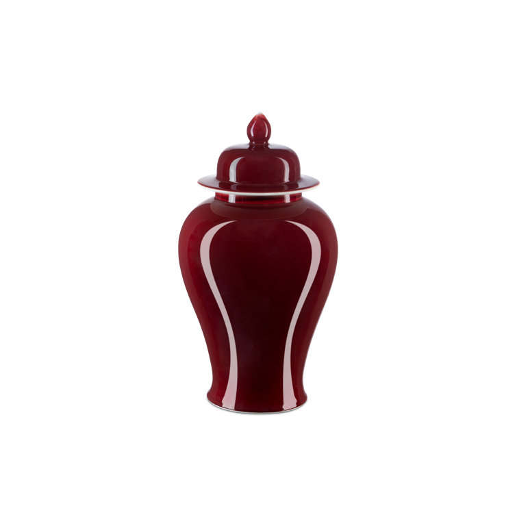Imperial Red Porcelain Medium Temple Jar