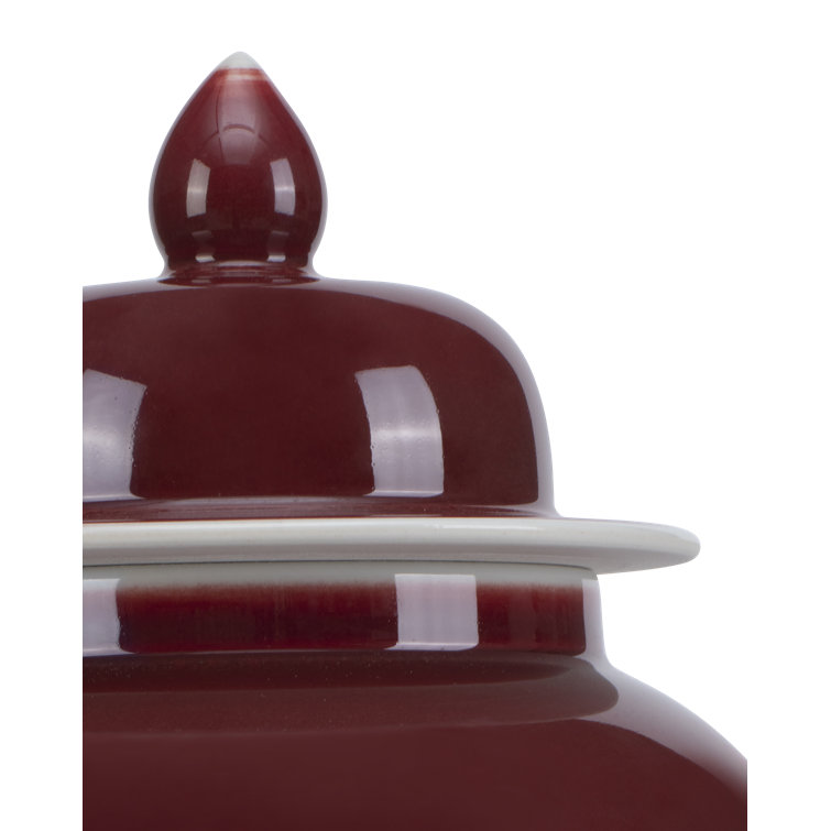 Imperial Red Porcelain Medium Temple Jar