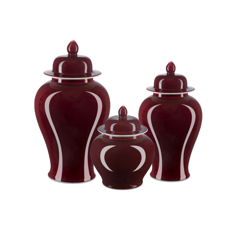 Imperial Red Porcelain Medium Temple Jar