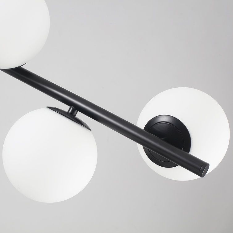 7 - Light Dimmable Modern White Glass Globe Sputnik Linear Chandelier