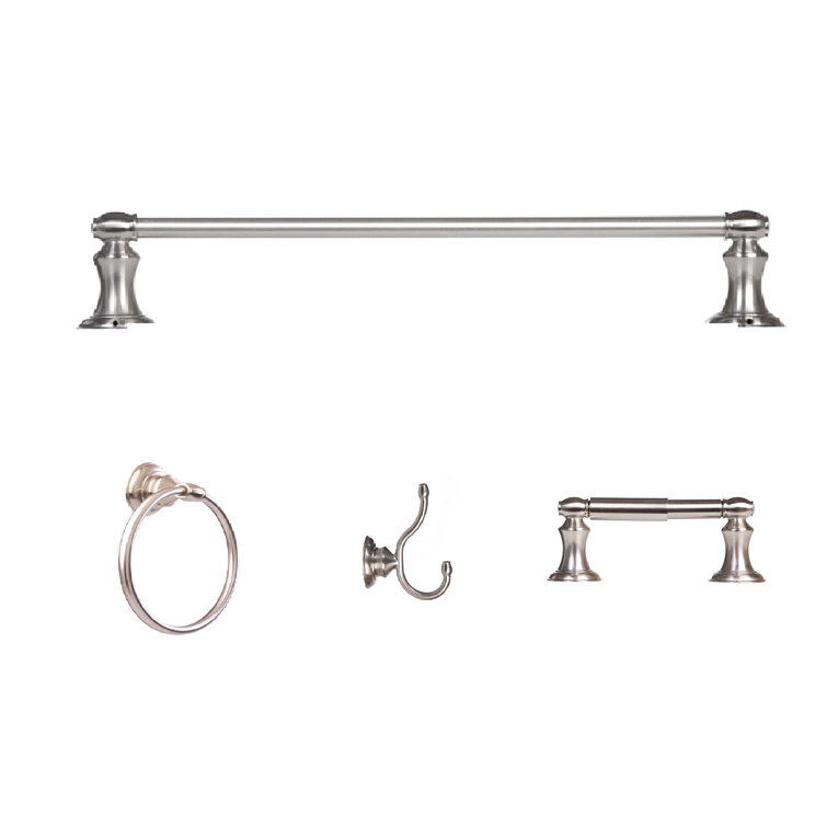 Satin Nickel 4-Piece Metal Bathroom Hardware Set