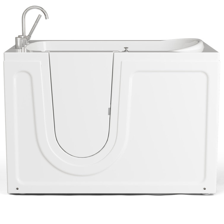 52" White Acrylic Walk-In Bathtub with Inswing Door