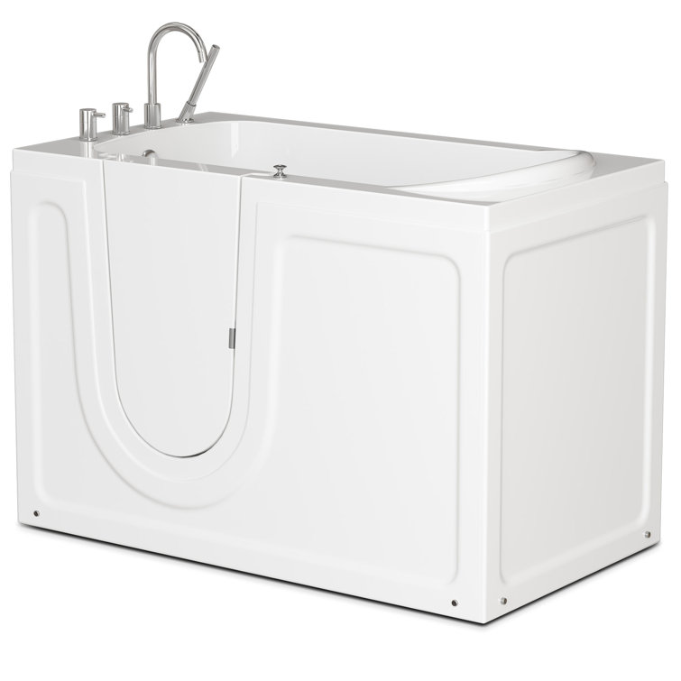 52" White Acrylic Walk-In Bathtub with Inswing Door