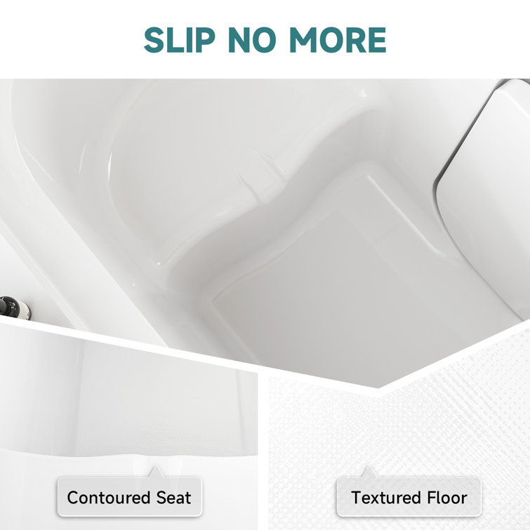 52" White Acrylic Walk-In Bathtub with Inswing Door